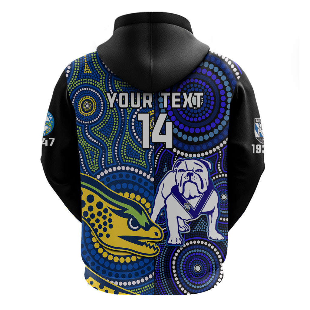Personalised Bulldogs Mix Parramatta Eels Rugby Hoodie Aboriginal Version - Vibe Hoodie Shop