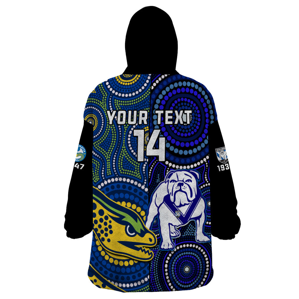 Personalised Bulldogs Mix Parramatta Eels Rugby Wearable Blanket Hoodie Aboriginal Version - Vibe Hoodie Shop