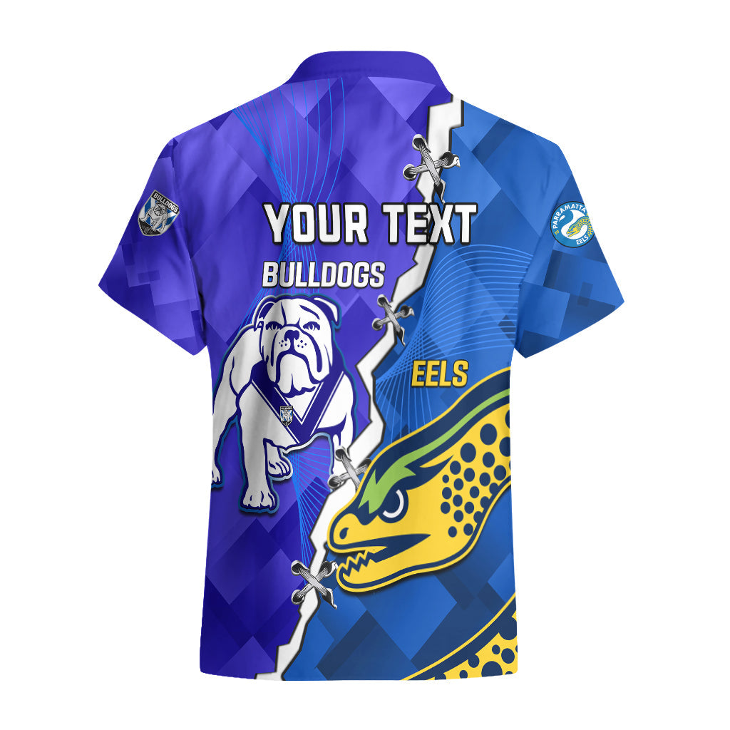 Personalised Bulldogs Mix Parramatta Eels Rugby Hawaiian Shirt Sporty Version - Vibe Hoodie Shop