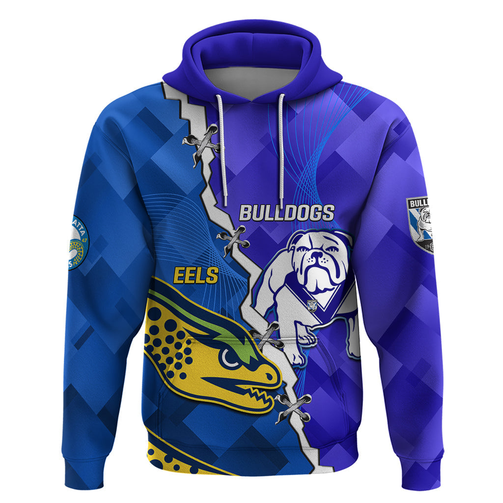 Personalised Bulldogs Mix Parramatta Eels Rugby Hoodie Sporty Version - Vibe Hoodie Shop