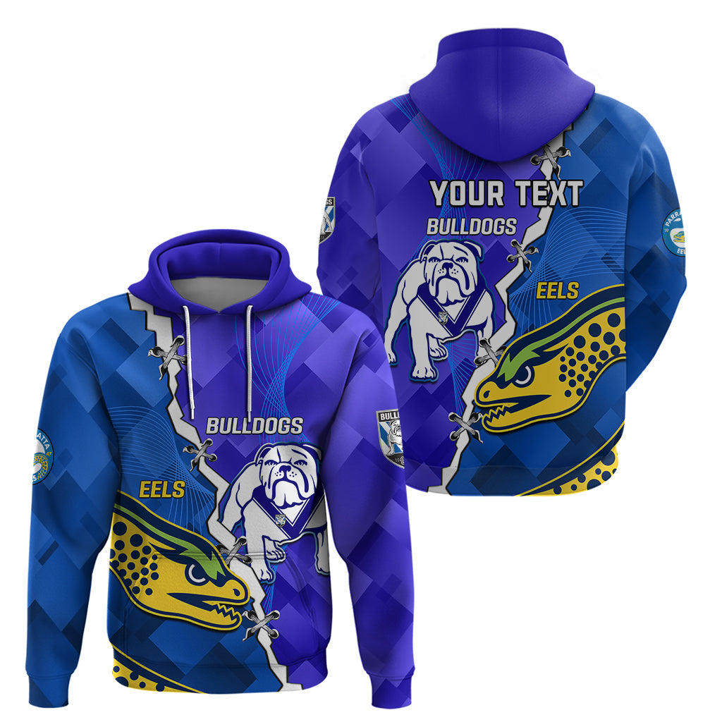Personalised Bulldogs Mix Parramatta Eels Rugby Hoodie Sporty Version - Vibe Hoodie Shop