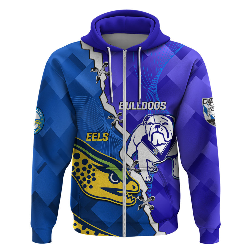 Personalised Bulldogs Mix Parramatta Eels Rugby Hoodie Sporty Version - Vibe Hoodie Shop