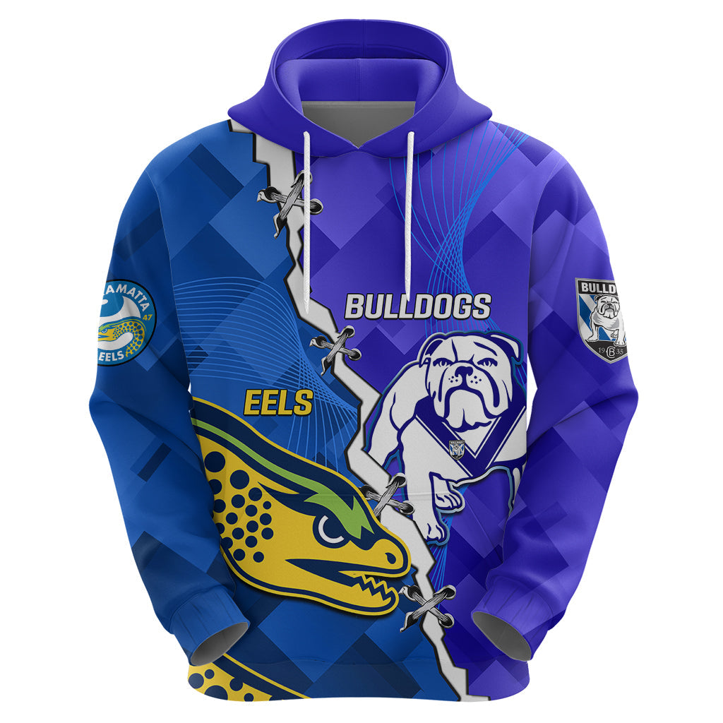 Personalised Bulldogs Mix Parramatta Eels Rugby Hoodie Sporty Version - Vibe Hoodie Shop