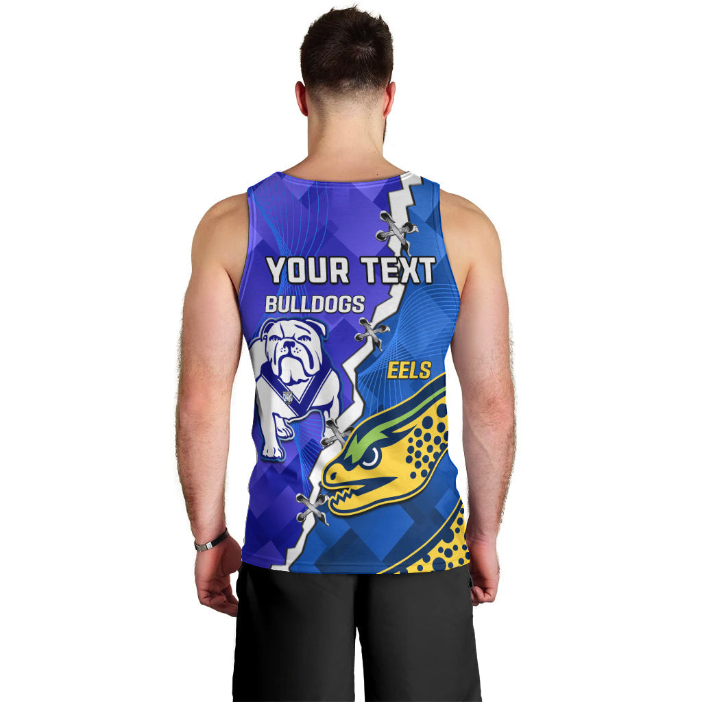 Personalised Bulldogs Mix Parramatta Eels Rugby Men Tank Top Sporty Version - Vibe Hoodie Shop