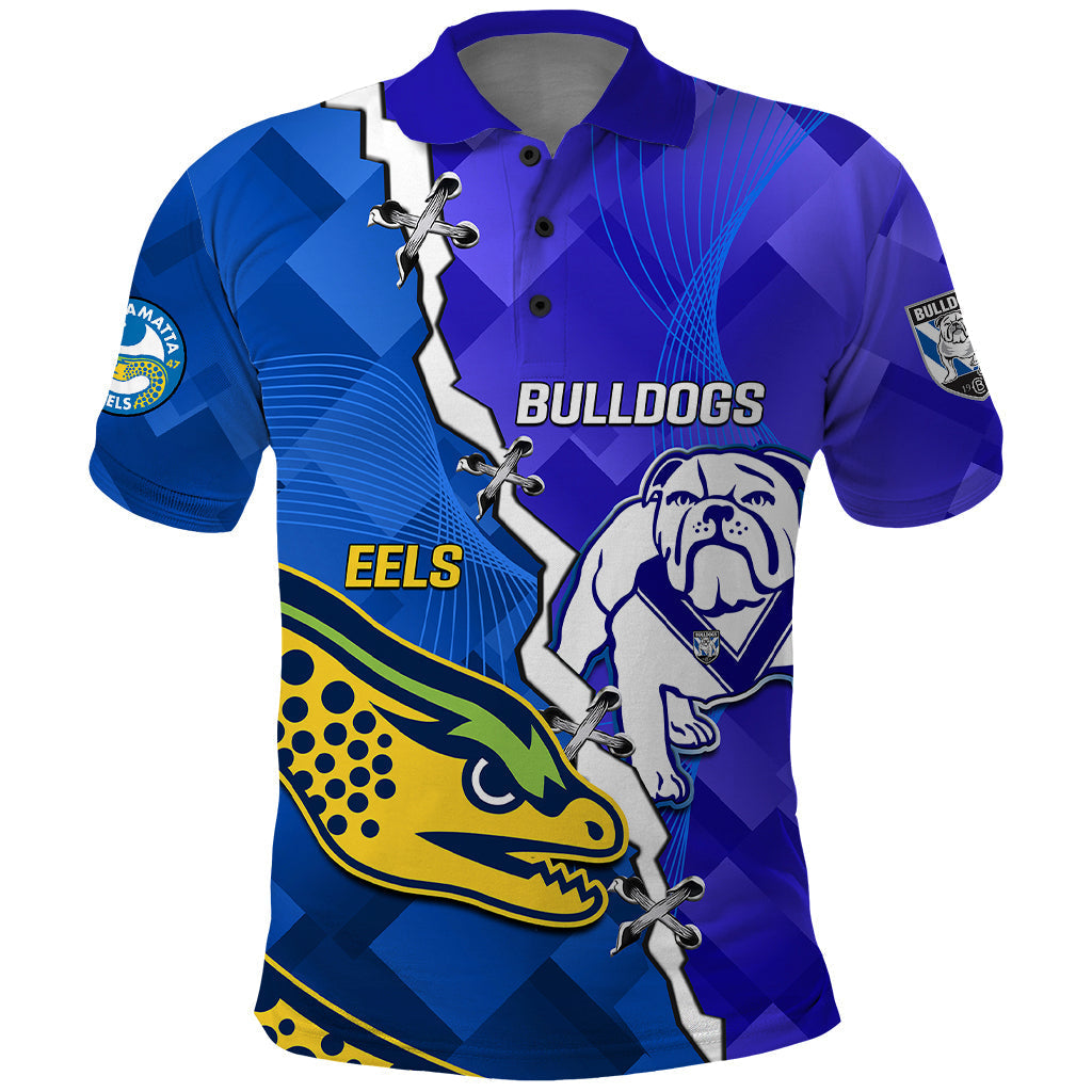 Personalised Bulldogs Mix Parramatta Eels Rugby Polo Shirt Sporty Version - Vibe Hoodie Shop