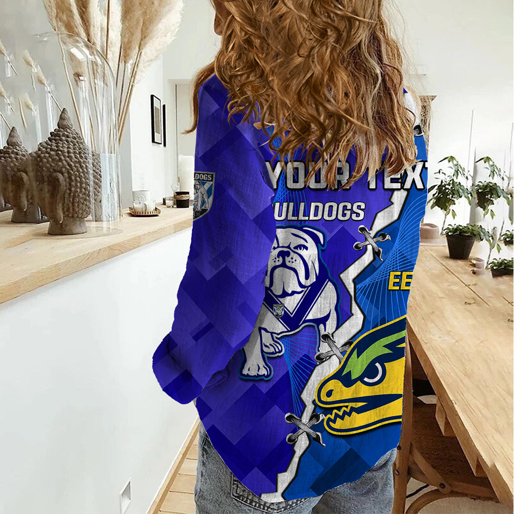 Personalised Bulldogs Mix Parramatta Eels Rugby Women Casual Shirt Sporty Version - Vibe Hoodie Shop