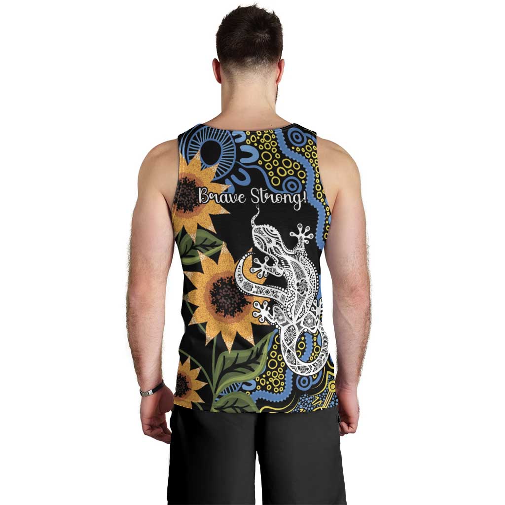 Australia Autism Awareness Men Tank Top Brave Strong Aussie Lizard Aboriginal Art - Vibe Hoodie Shop