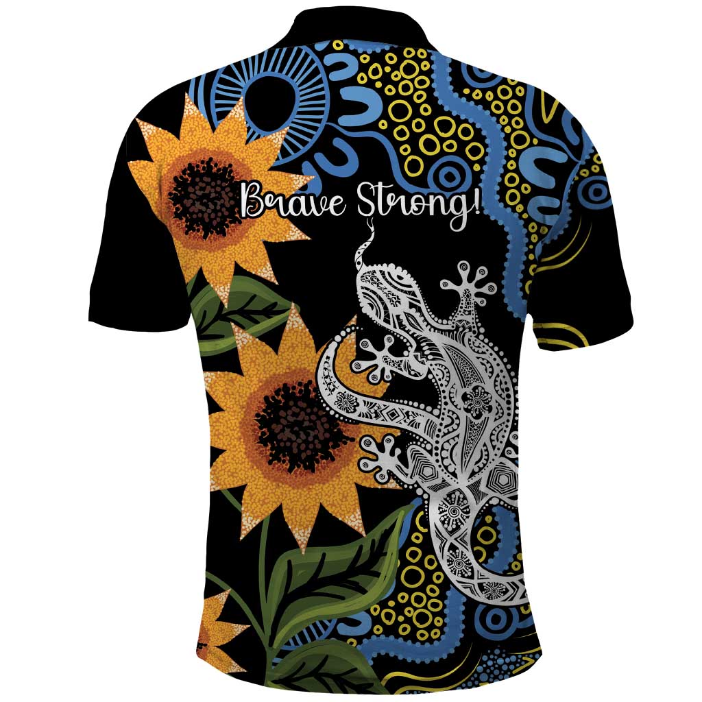 Australia Autism Awareness Polo Shirt Brave Strong Aussie Lizard Aboriginal Art - Vibe Hoodie Shop