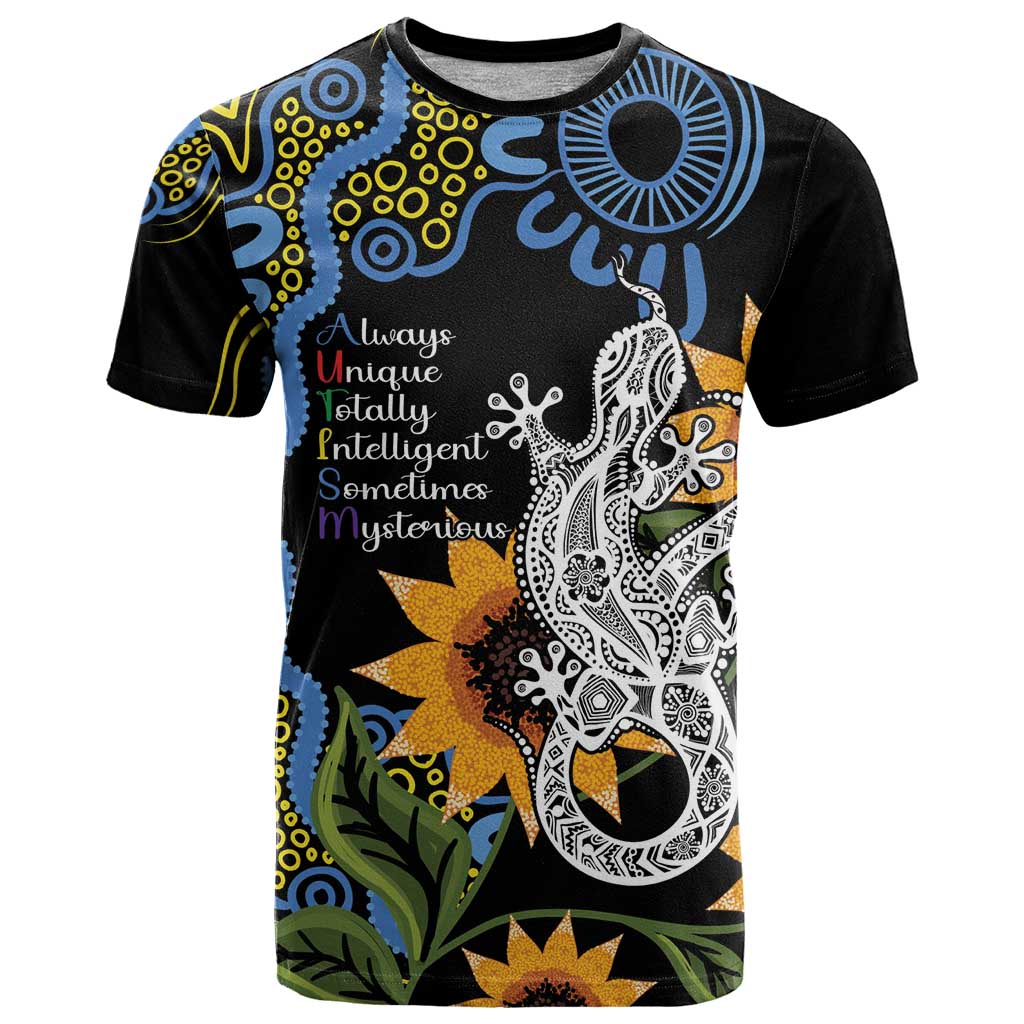 Australia Autism Awareness T Shirt Brave Strong Aussie Lizard Aboriginal Art - Vibe Hoodie Shop