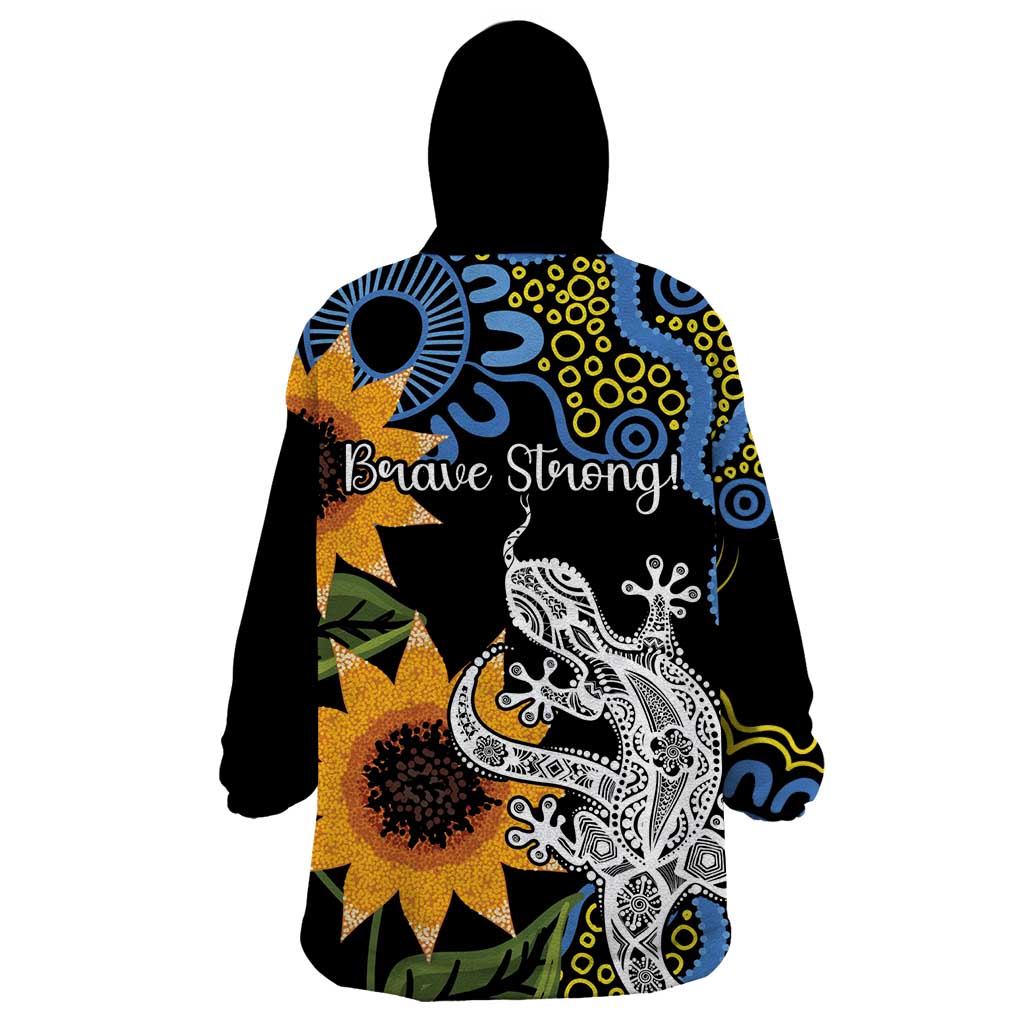 Australia Autism Awareness Wearable Blanket Hoodie Brave Strong Aussie Lizard Aboriginal Art - Vibe Hoodie Shop