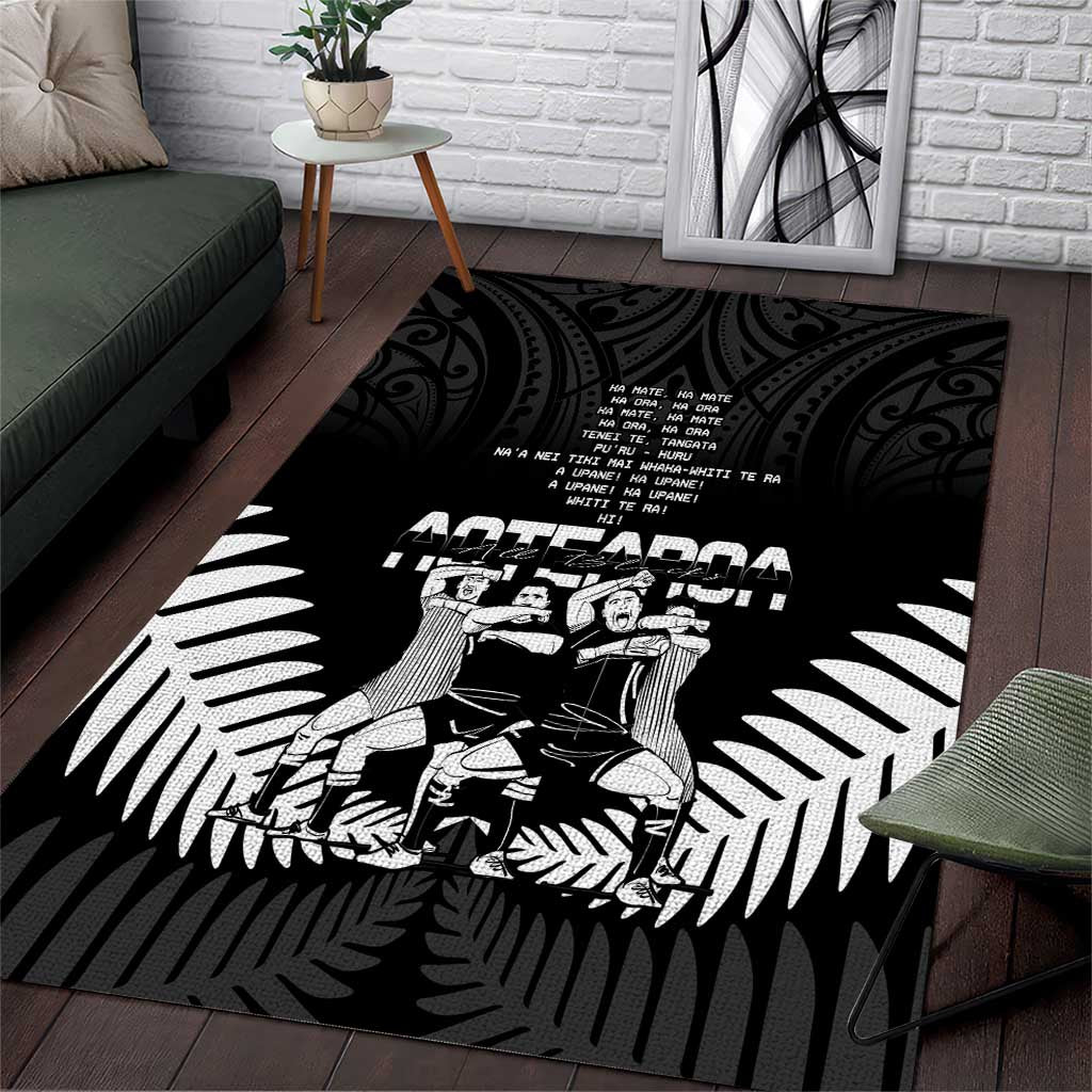 New Zealand Silver Fern Rugby Area Rug Haka Dance With Aotearoa Maori Pattern - Vibe Hoodie Shop