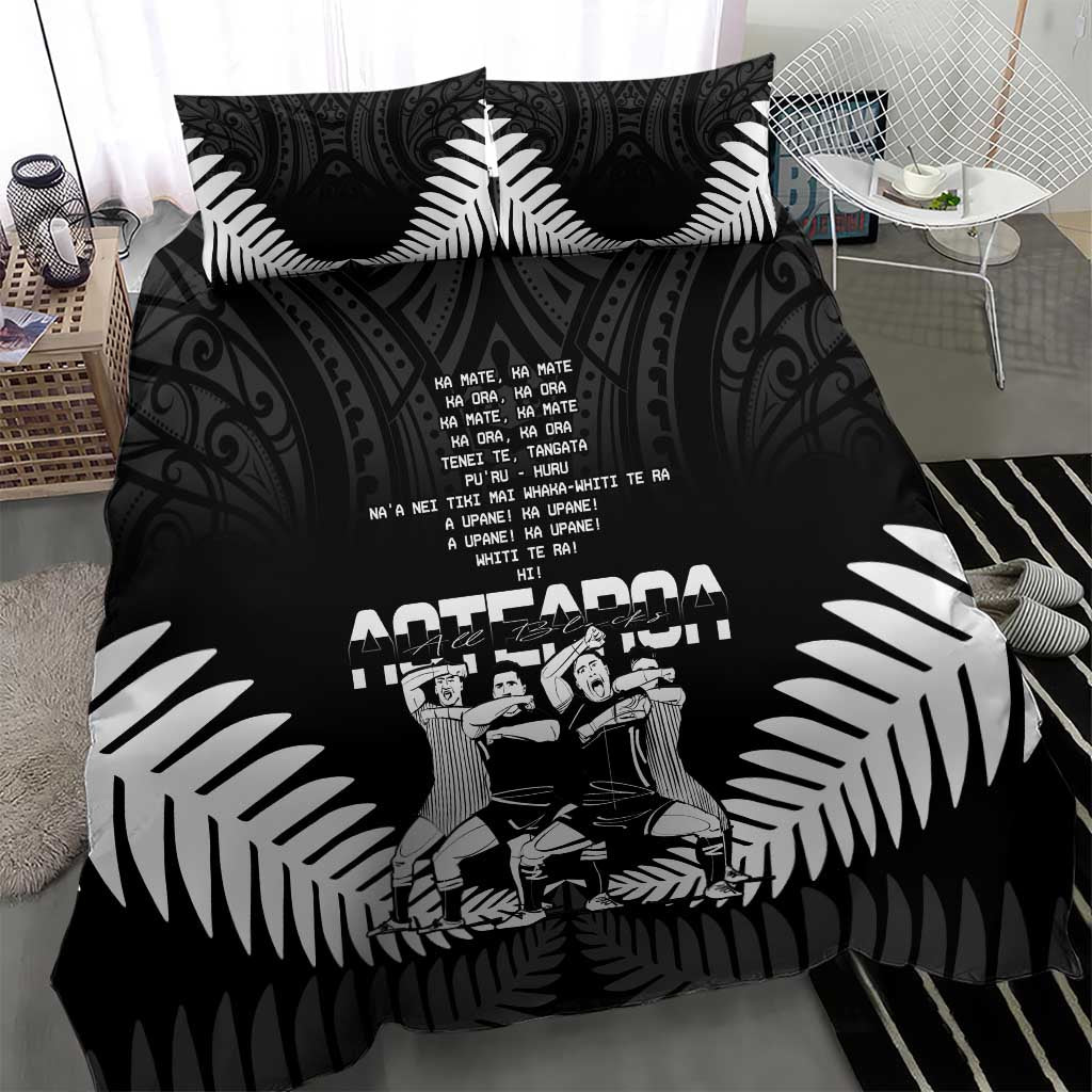 New Zealand Silver Fern Rugby Bedding Set Haka Dance With Aotearoa Maori Pattern - Vibe Hoodie Shop