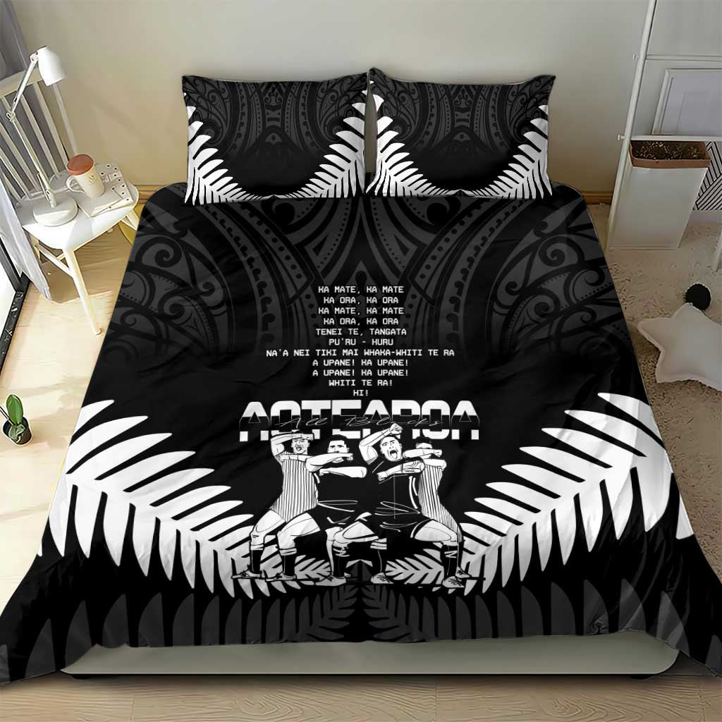 New Zealand Silver Fern Rugby Bedding Set Haka Dance With Aotearoa Maori Pattern - Vibe Hoodie Shop