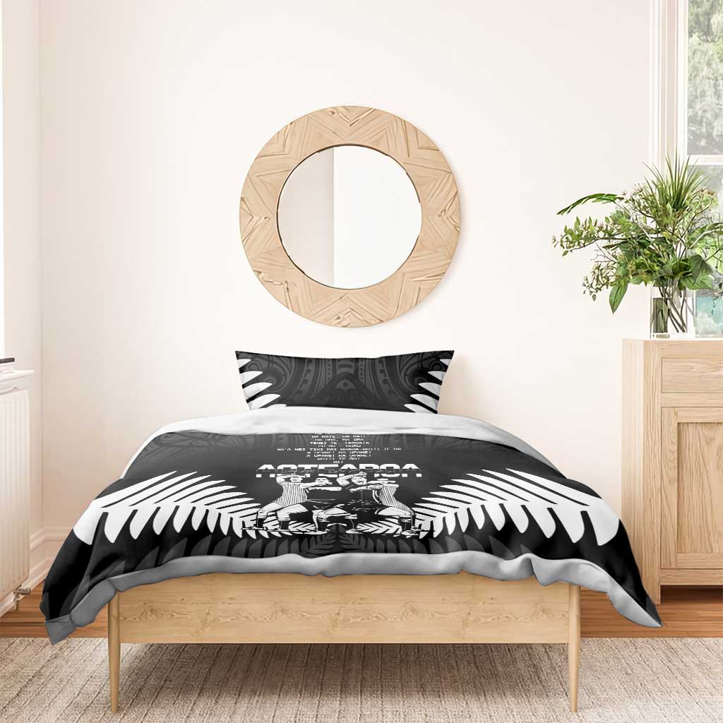 New Zealand Silver Fern Rugby Bedding Set Haka Dance With Aotearoa Maori Pattern - Vibe Hoodie Shop