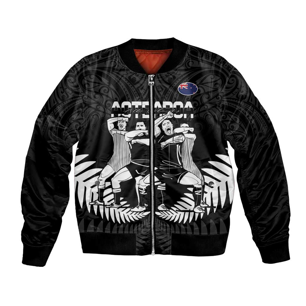 New Zealand Silver Fern Rugby Bomber Jacket Haka Dance With Aotearoa Maori Pattern - Vibe Hoodie Shop