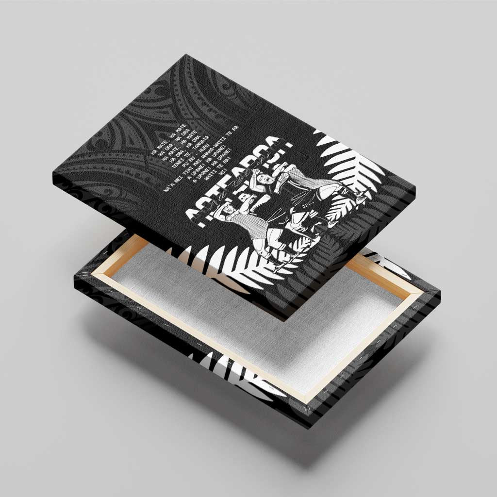 New Zealand Silver Fern Rugby Canvas Wall Art Haka Dance With Aotearoa Maori Pattern