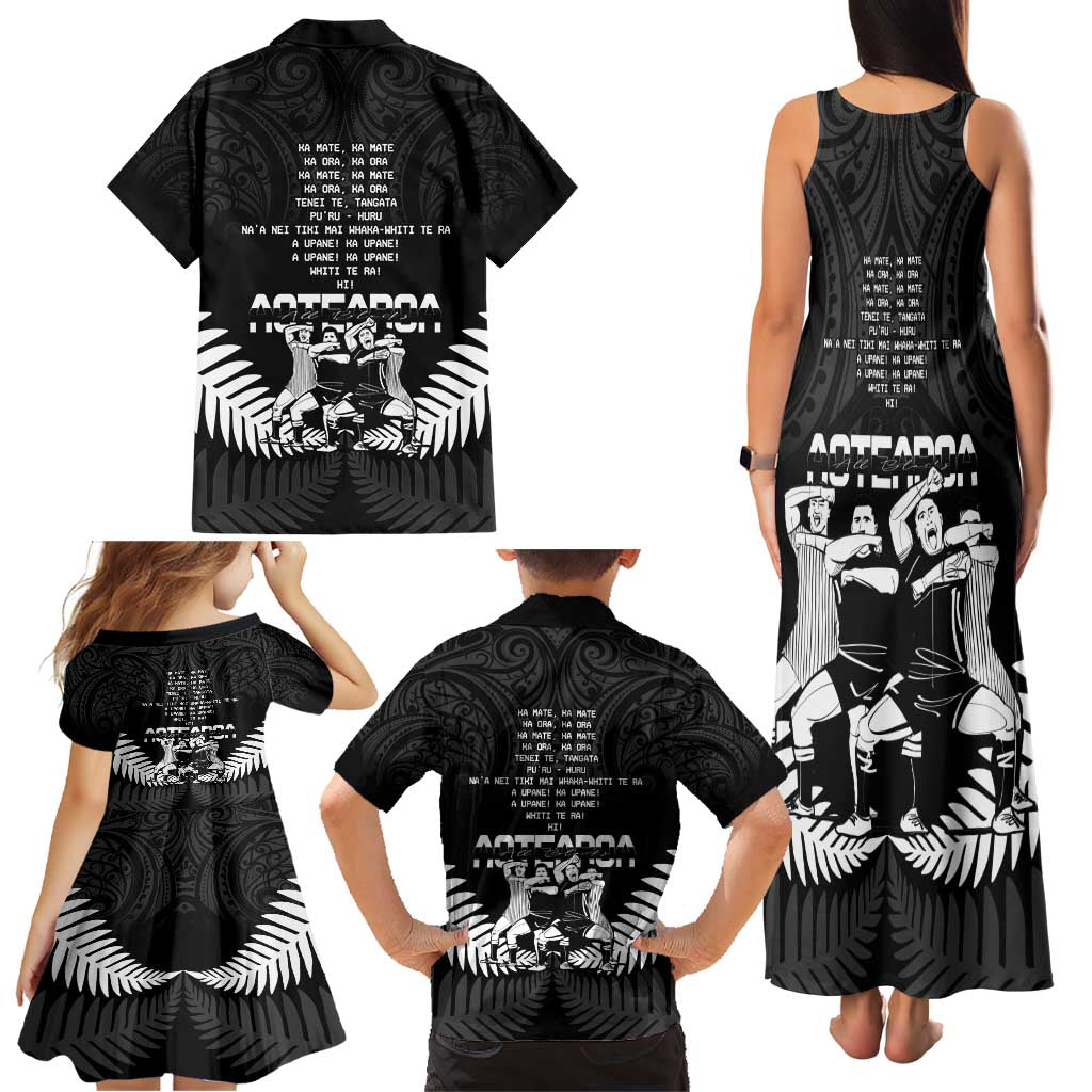 New Zealand Silver Fern Rugby Family Matching Tank Maxi Dress and Hawaiian Shirt Haka Dance With Aotearoa Maori Pattern