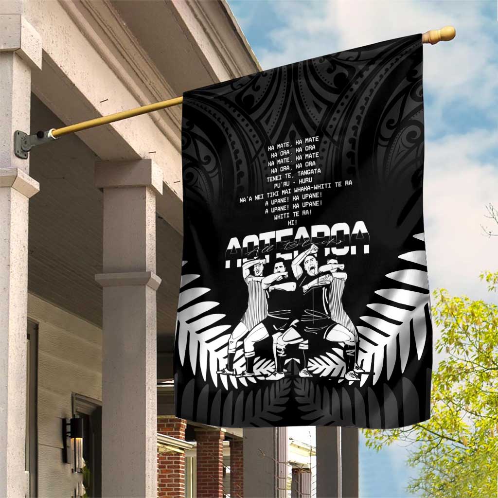 New Zealand Silver Fern Rugby Garden Flag Haka Dance With Aotearoa Maori Pattern - Vibe Hoodie Shop