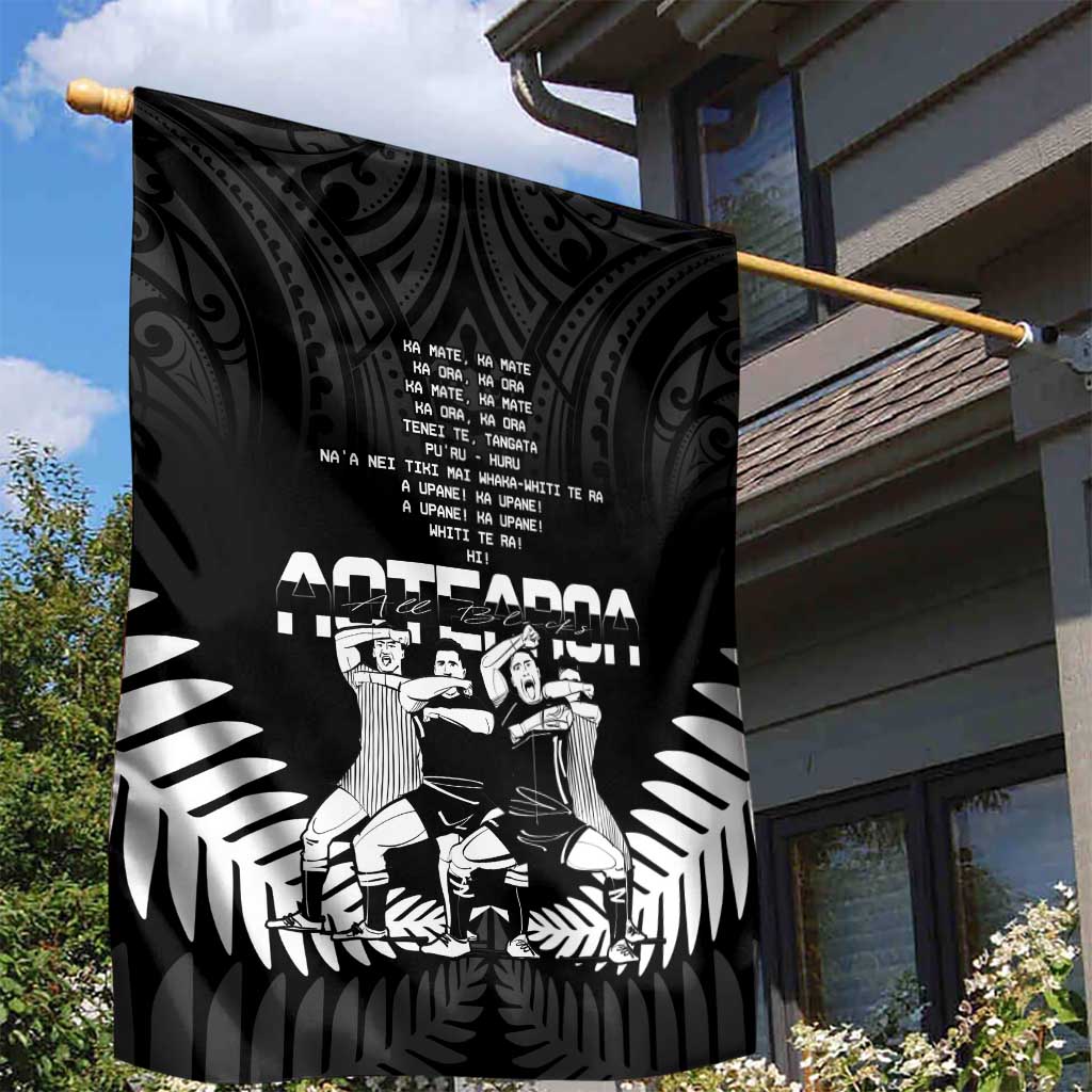New Zealand Silver Fern Rugby Garden Flag Haka Dance With Aotearoa Maori Pattern - Vibe Hoodie Shop