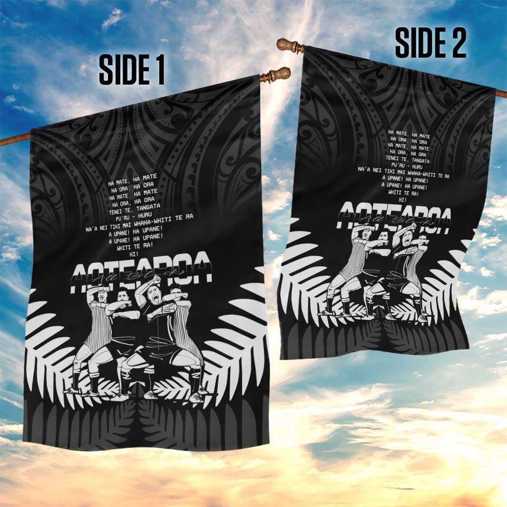 New Zealand Silver Fern Rugby Garden Flag Haka Dance With Aotearoa Maori Pattern - Vibe Hoodie Shop