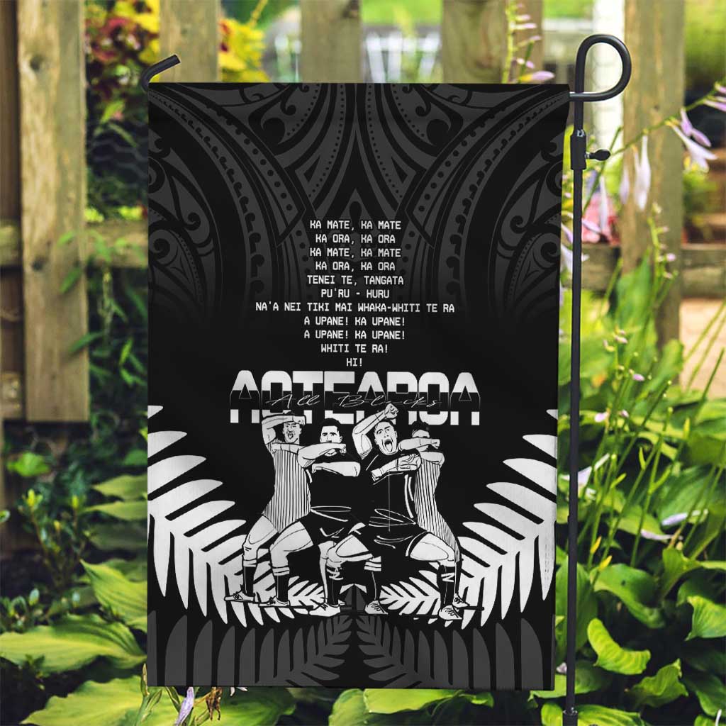 New Zealand Silver Fern Rugby Garden Flag Haka Dance With Aotearoa Maori Pattern - Vibe Hoodie Shop