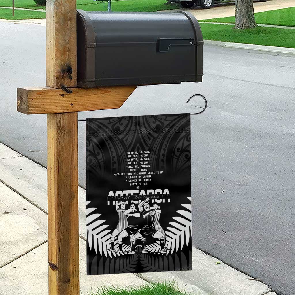 New Zealand Silver Fern Rugby Garden Flag Haka Dance With Aotearoa Maori Pattern - Vibe Hoodie Shop