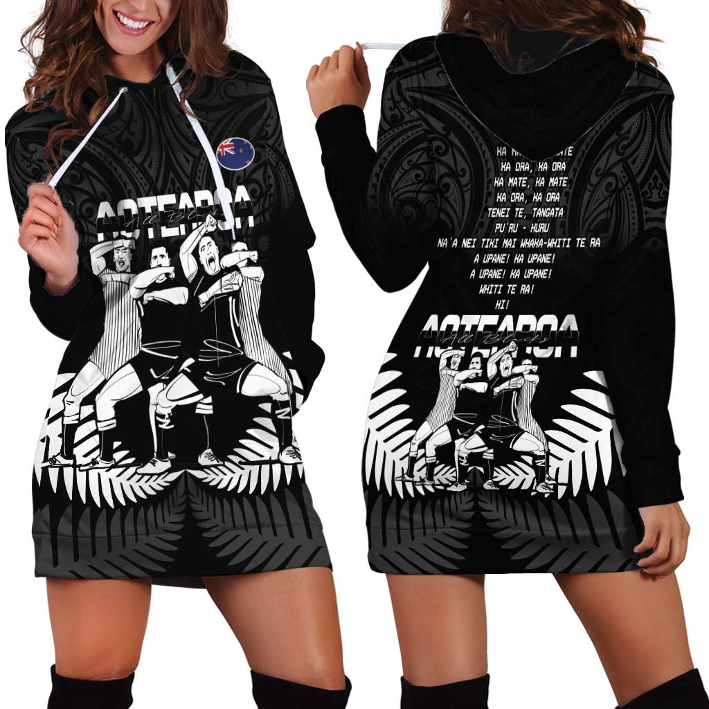New Zealand Silver Fern Rugby Hoodie Dress Haka Dance With Aotearoa Maori Pattern - Vibe Hoodie Shop