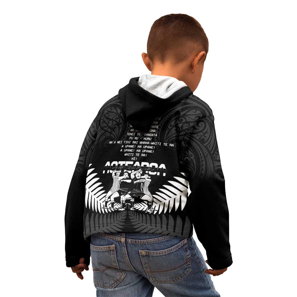 New Zealand Silver Fern Rugby Kid Hoodie Haka Dance With Aotearoa Maori Pattern - Vibe Hoodie Shop