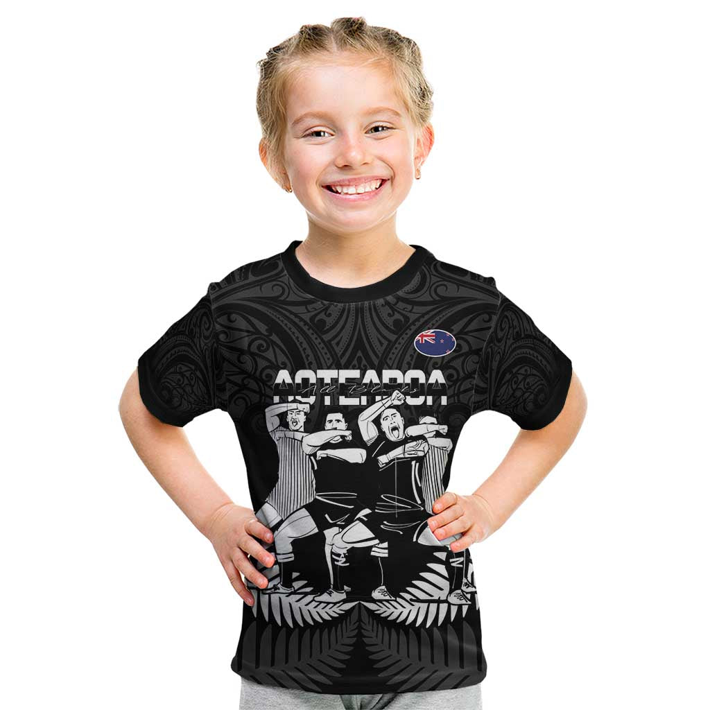 New Zealand Silver Fern Rugby Kid T Shirt Haka Dance With Aotearoa Maori Pattern - Vibe Hoodie Shop