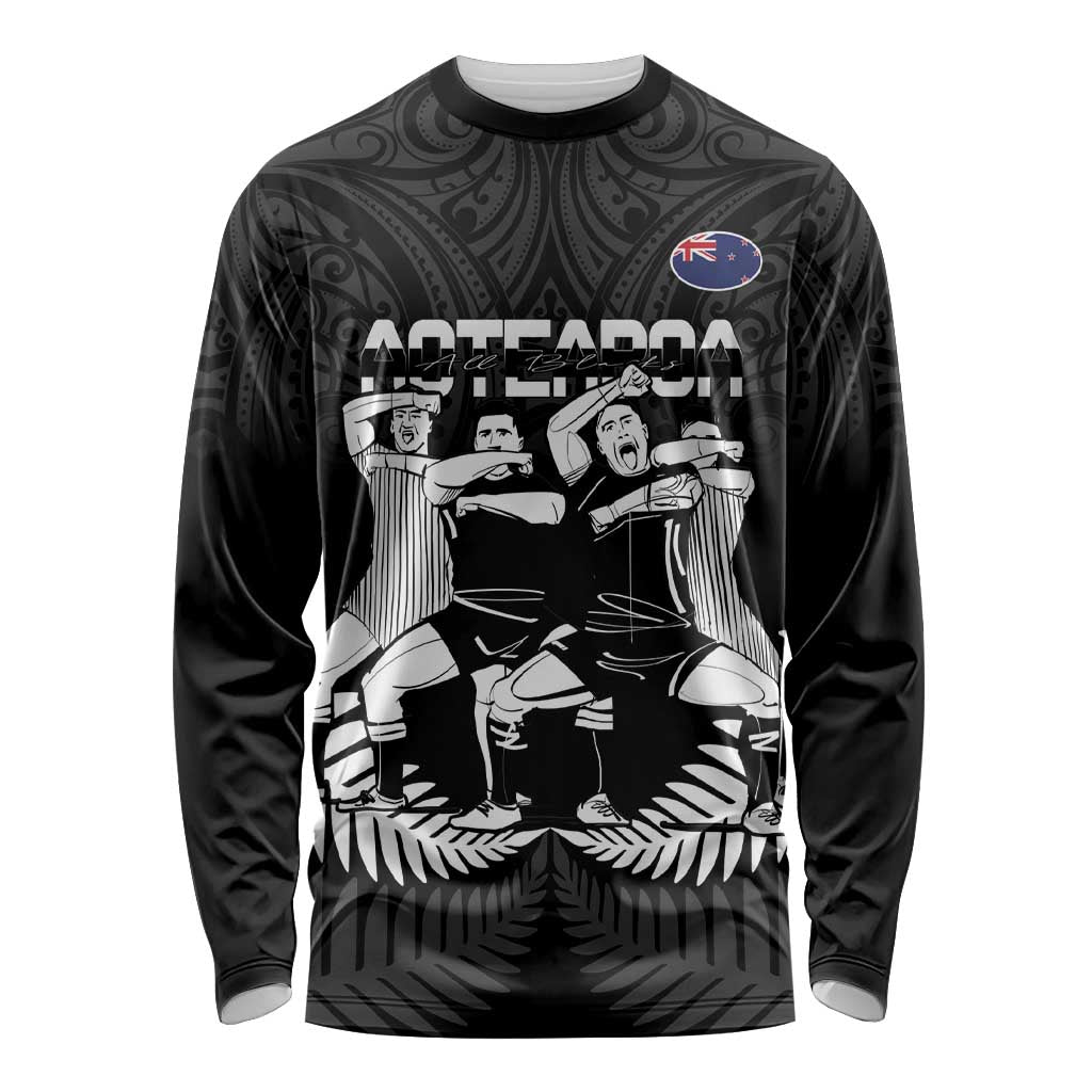New Zealand Silver Fern Rugby Long Sleeve Shirt Haka Dance With Aotearoa Maori Pattern - Vibe Hoodie Shop