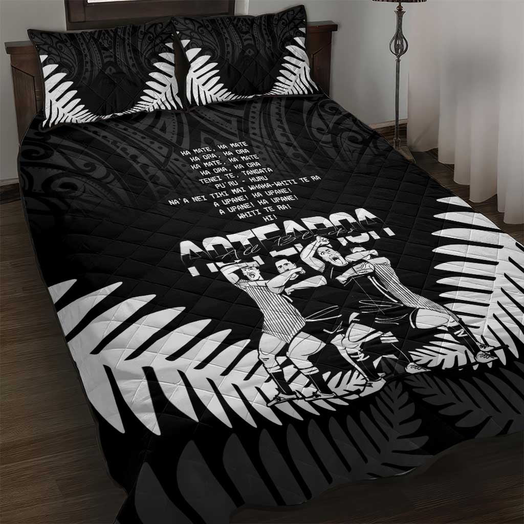 New Zealand Silver Fern Rugby Quilt Bed Set Haka Dance With Aotearoa Maori Pattern - Vibe Hoodie Shop