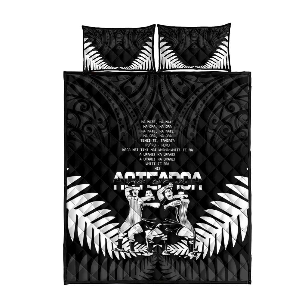 New Zealand Silver Fern Rugby Quilt Bed Set Haka Dance With Aotearoa Maori Pattern - Vibe Hoodie Shop