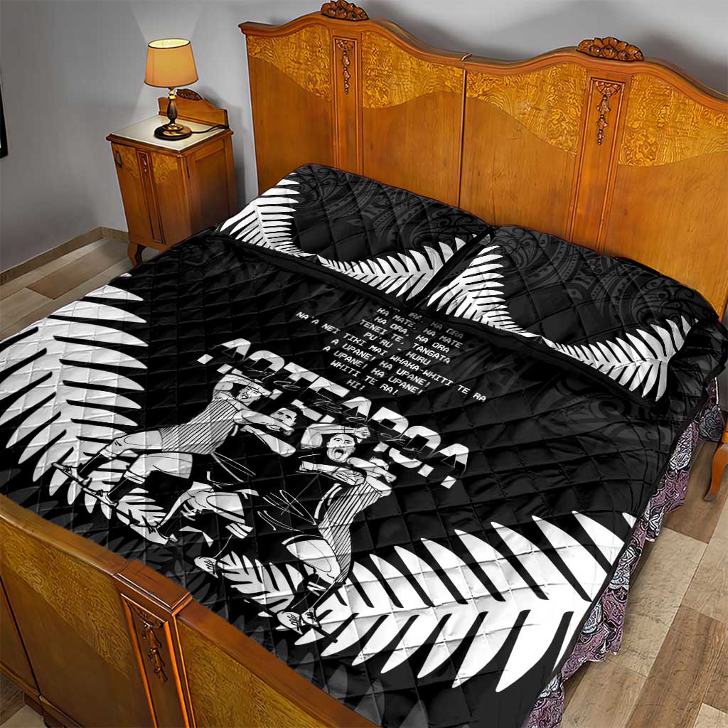 New Zealand Silver Fern Rugby Quilt Bed Set Haka Dance With Aotearoa Maori Pattern - Vibe Hoodie Shop