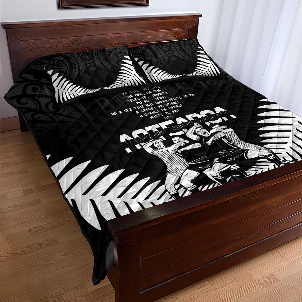 New Zealand Silver Fern Rugby Quilt Bed Set Haka Dance With Aotearoa Maori Pattern - Vibe Hoodie Shop