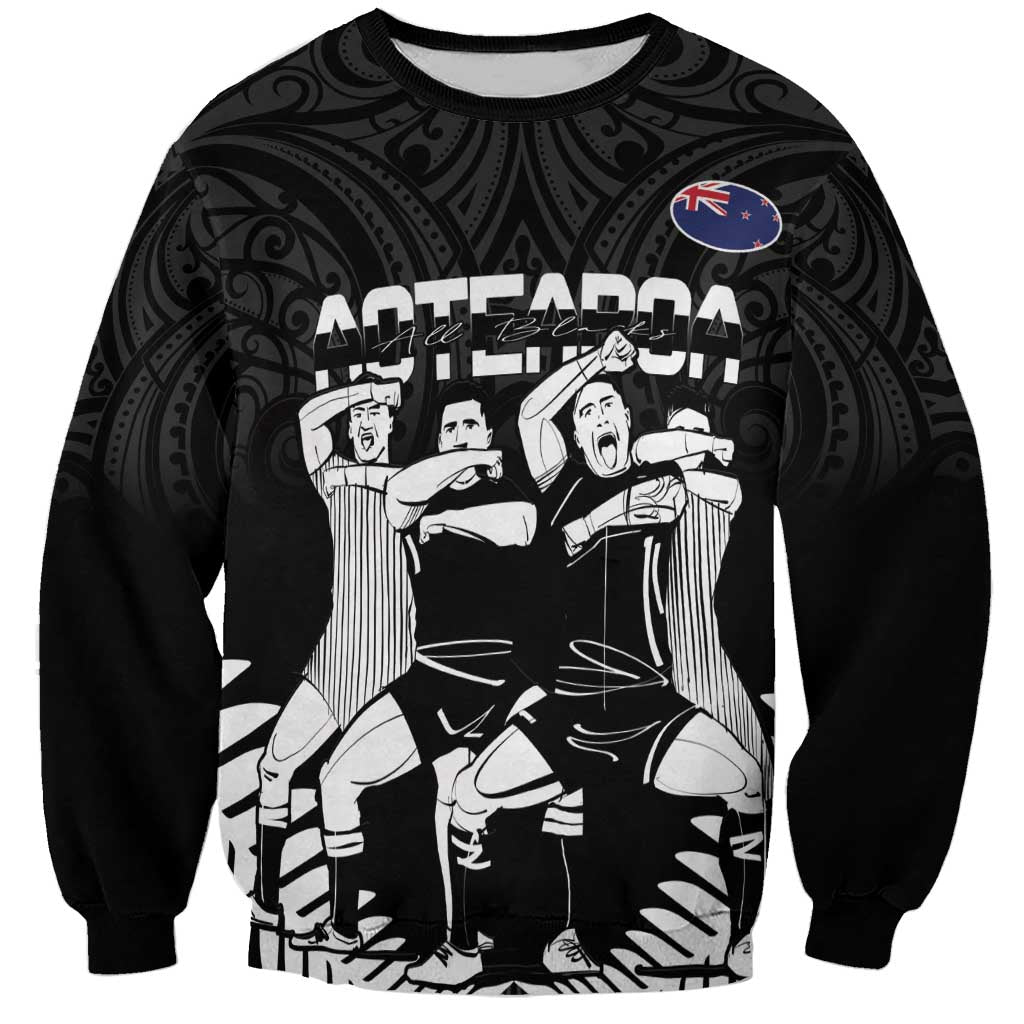 New Zealand Silver Fern Rugby Sweatshirt Haka Dance With Aotearoa Maori Pattern - Vibe Hoodie Shop