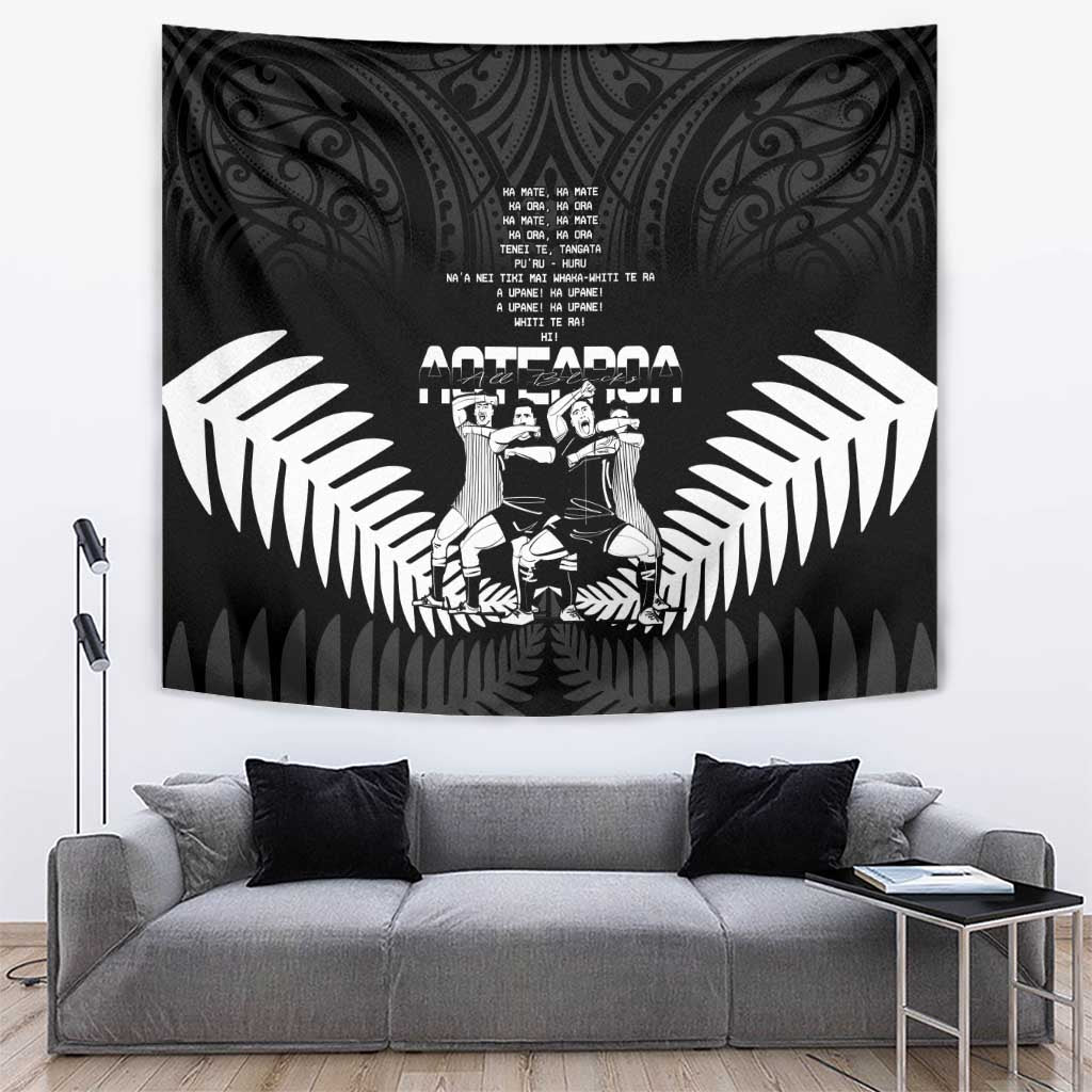 New Zealand Silver Fern Rugby Tapestry Haka Dance With Aotearoa Maori Pattern - Vibe Hoodie Shop