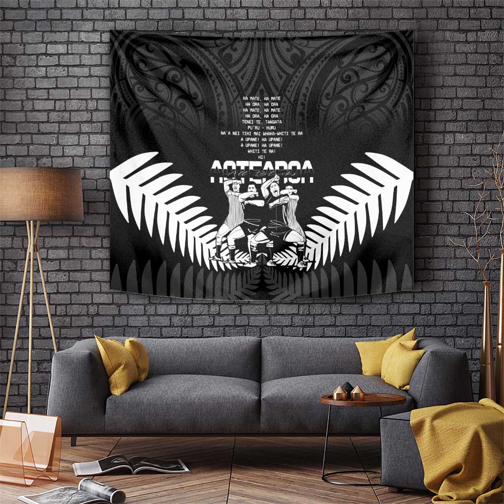 New Zealand Silver Fern Rugby Tapestry Haka Dance With Aotearoa Maori Pattern - Vibe Hoodie Shop