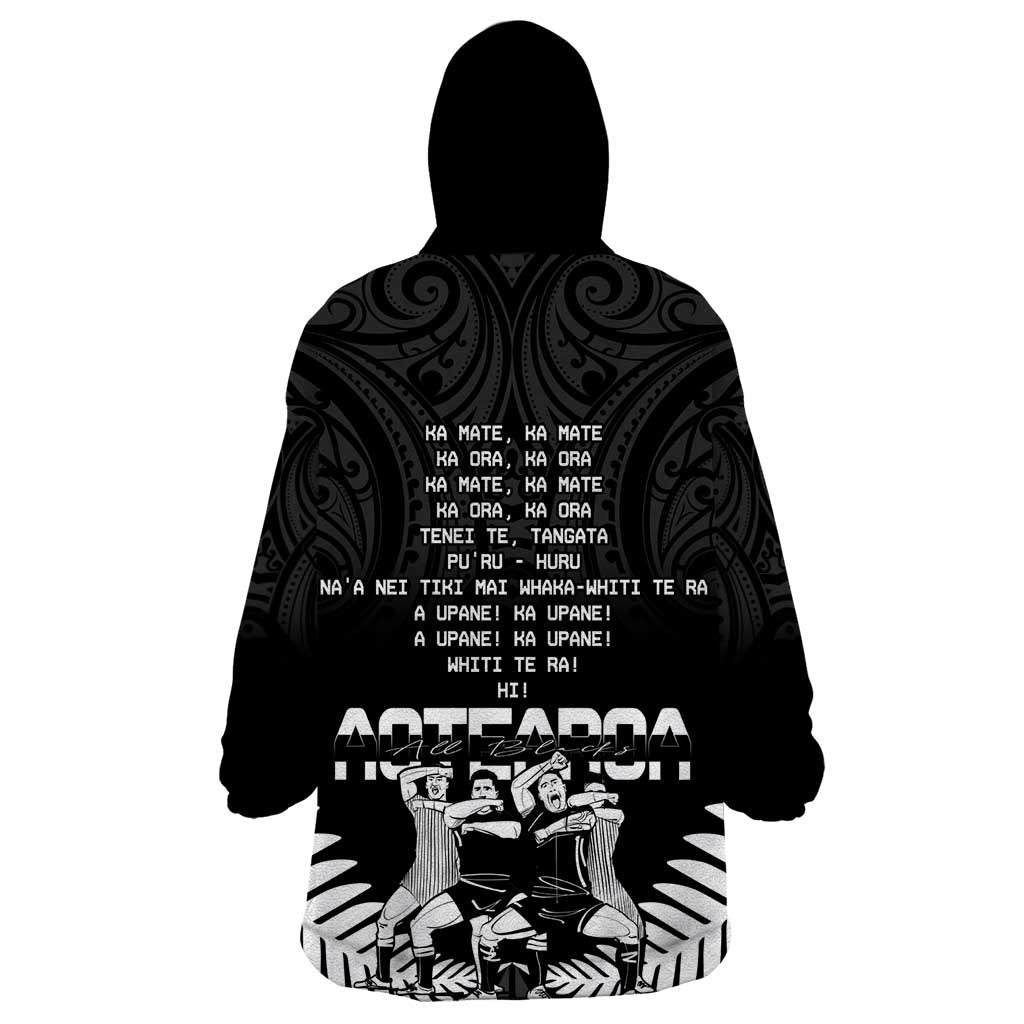 New Zealand Silver Fern Rugby Wearable Blanket Hoodie Haka Dance With Aotearoa Maori Pattern - Vibe Hoodie Shop