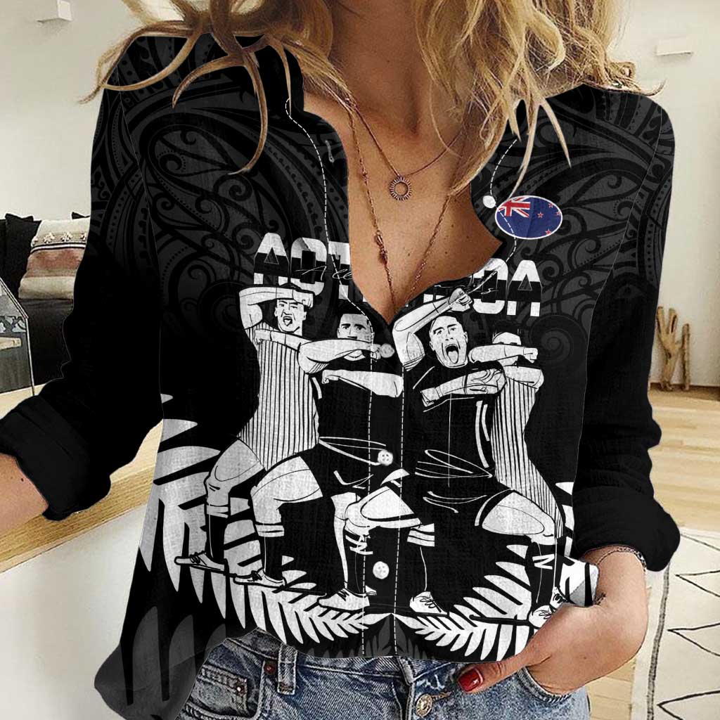 New Zealand Silver Fern Rugby Women Casual Shirt Haka Dance With Aotearoa Maori Pattern - Vibe Hoodie Shop