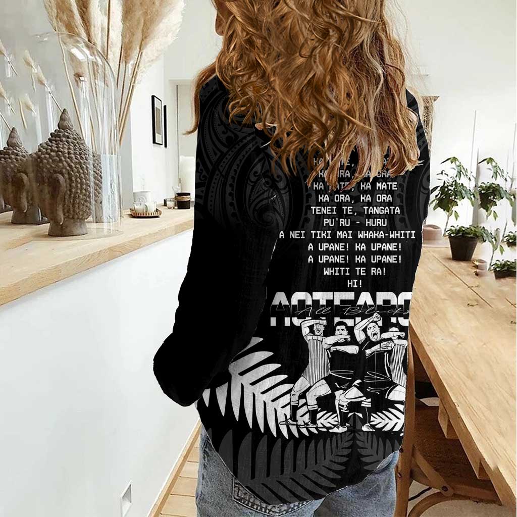 New Zealand Silver Fern Rugby Women Casual Shirt Haka Dance With Aotearoa Maori Pattern - Vibe Hoodie Shop
