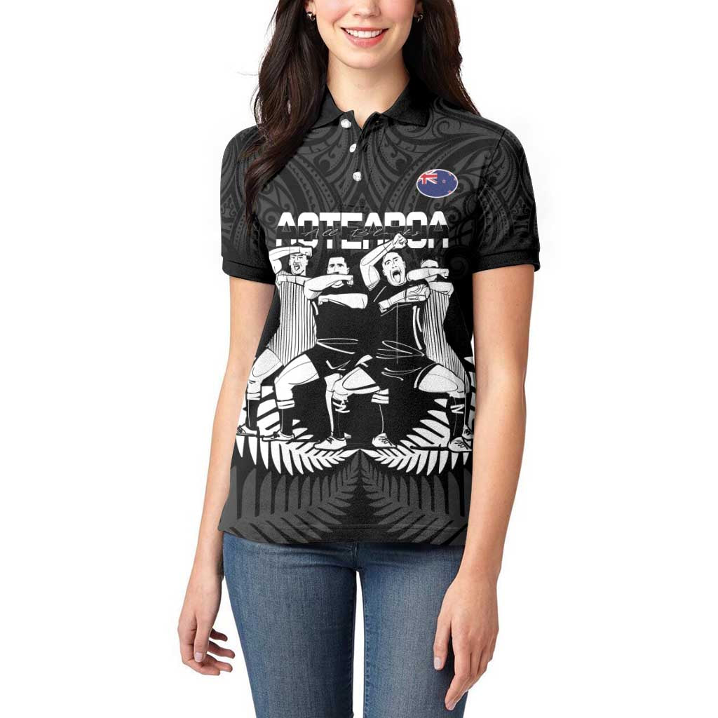 New Zealand Silver Fern Rugby Women Polo Shirt Haka Dance With Aotearoa Maori Pattern - Vibe Hoodie Shop