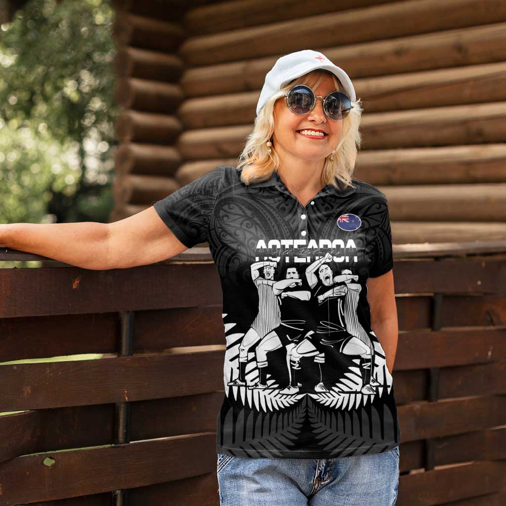 New Zealand Silver Fern Rugby Women Polo Shirt Haka Dance With Aotearoa Maori Pattern - Vibe Hoodie Shop