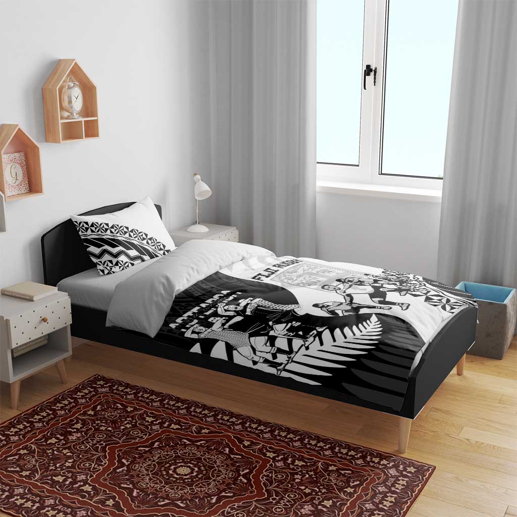 New Zealand And Fiji Tapa Rugby Bedding Set Haka Dance Mix Cibi Dance Together - Vibe Hoodie Shop