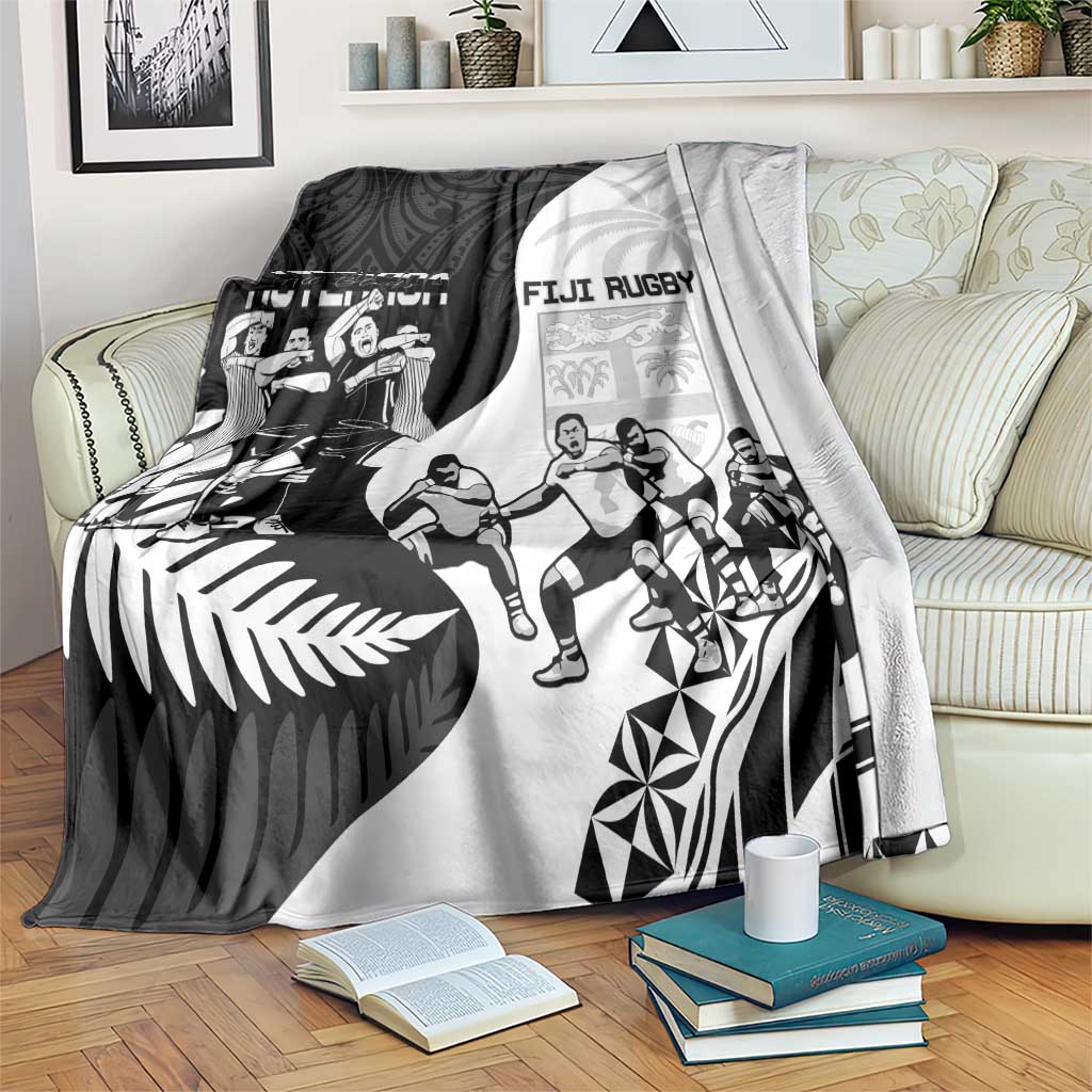New Zealand And Fiji Tapa Rugby Blanket Haka Dance Mix Cibi Dance Together - Vibe Hoodie Shop
