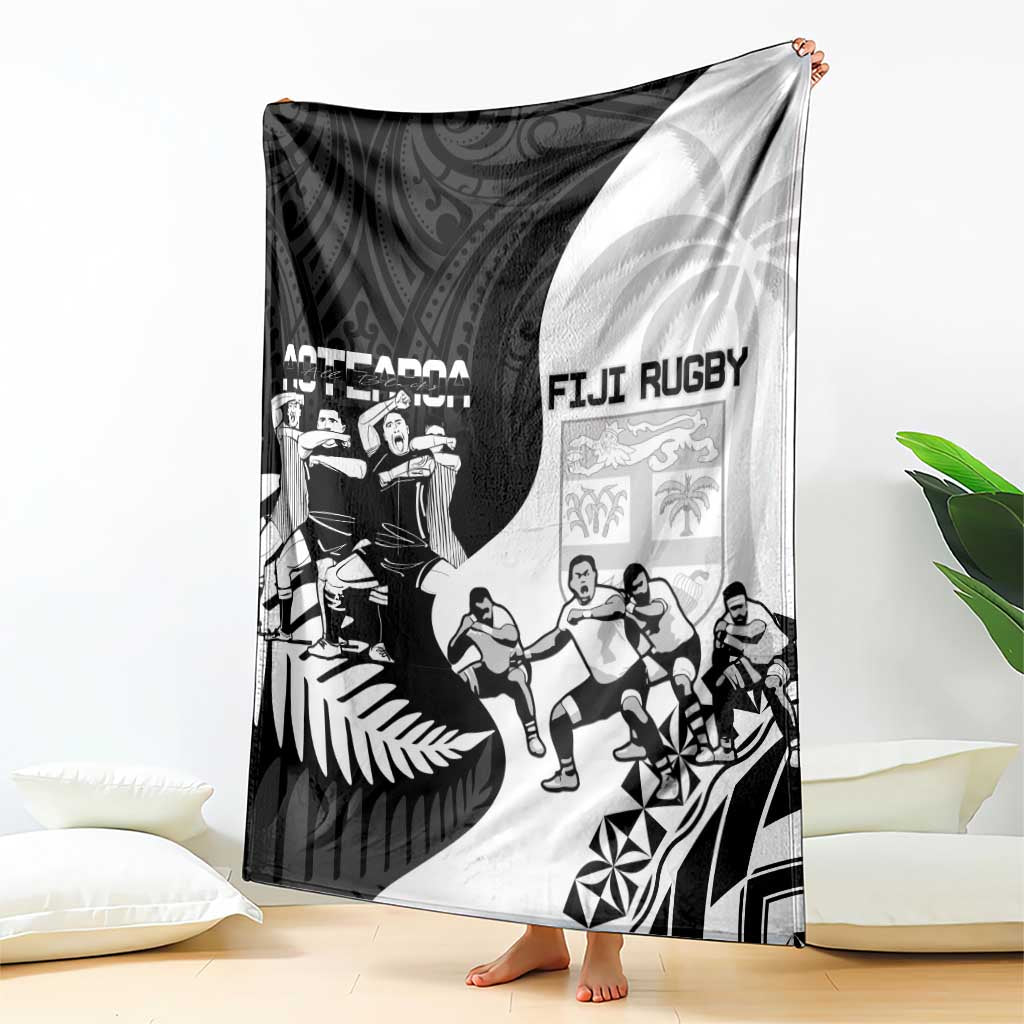 New Zealand And Fiji Tapa Rugby Blanket Haka Dance Mix Cibi Dance Together - Vibe Hoodie Shop