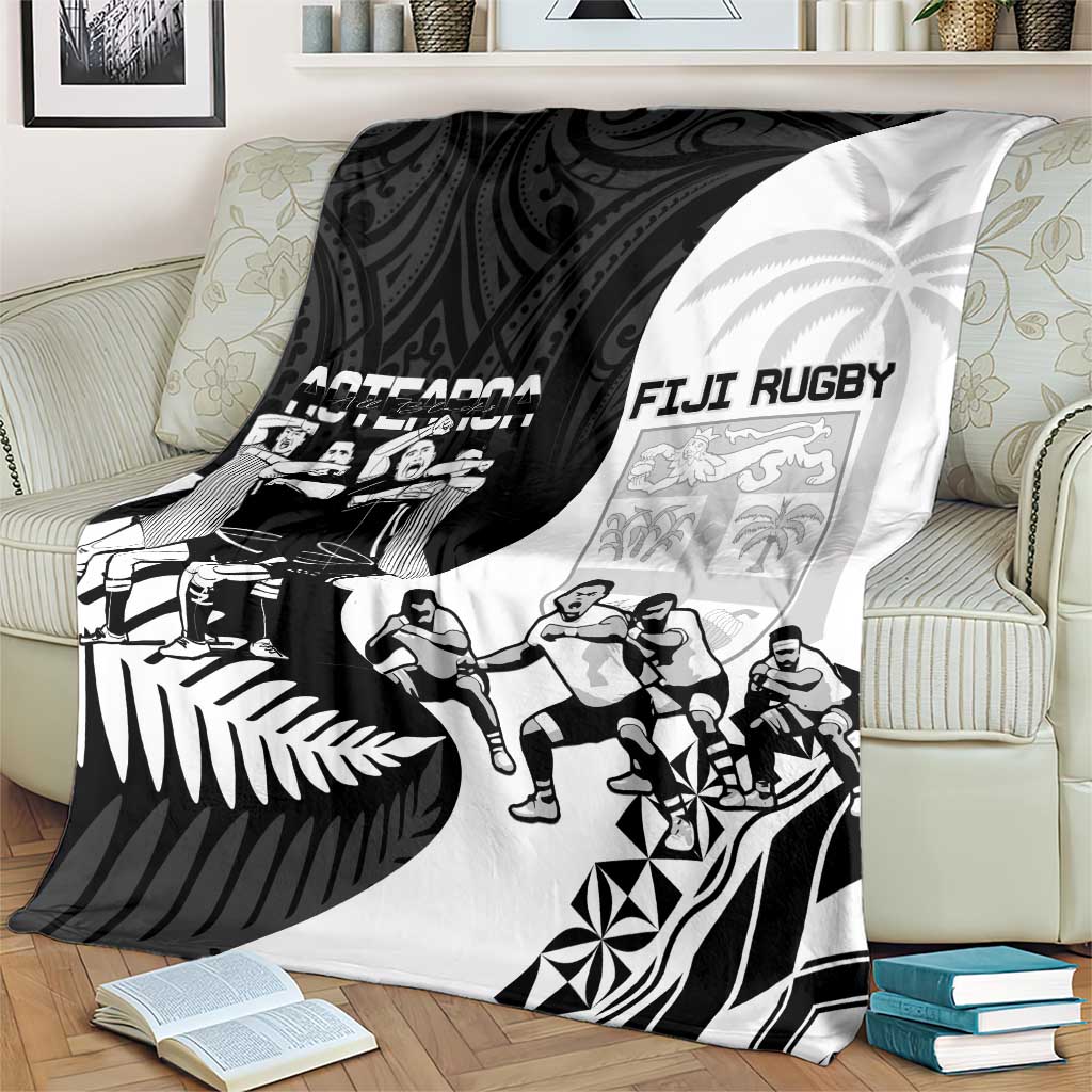 New Zealand And Fiji Tapa Rugby Blanket Haka Dance Mix Cibi Dance Together - Vibe Hoodie Shop