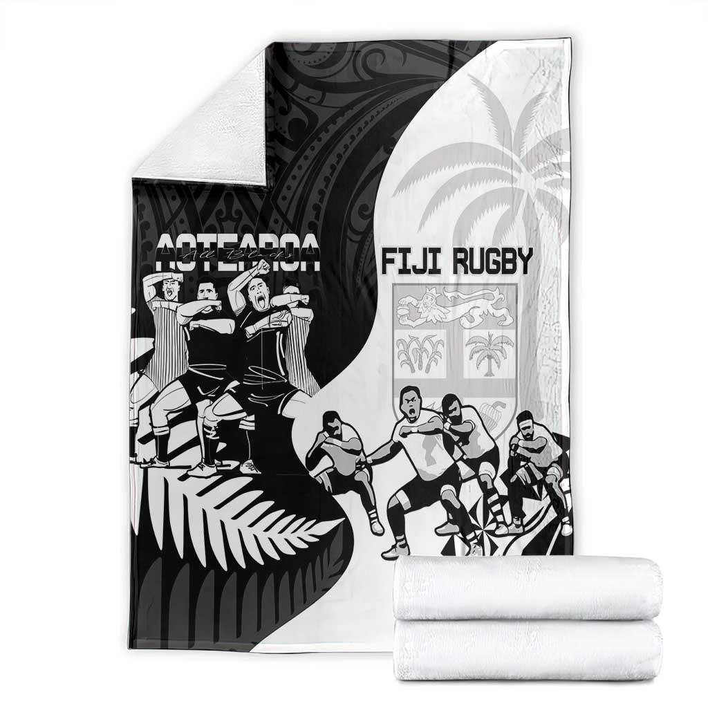 New Zealand And Fiji Tapa Rugby Blanket Haka Dance Mix Cibi Dance Together - Vibe Hoodie Shop