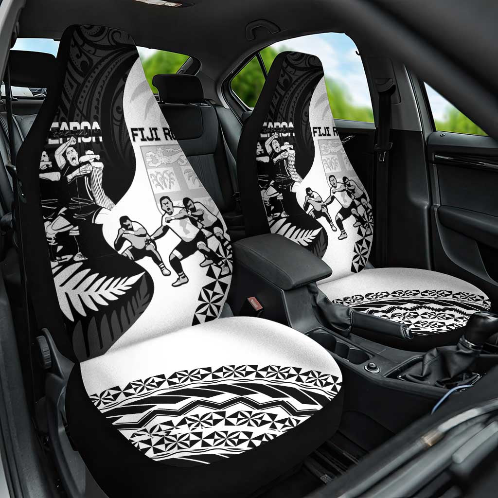 New Zealand And Fiji Tapa Rugby Car Seat Cover Haka Dance Mix Cibi Dance Together - Vibe Hoodie Shop