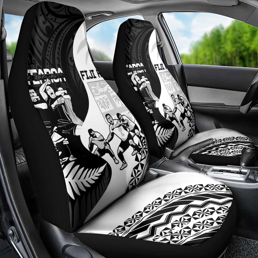 New Zealand And Fiji Tapa Rugby Car Seat Cover Haka Dance Mix Cibi Dance Together - Vibe Hoodie Shop