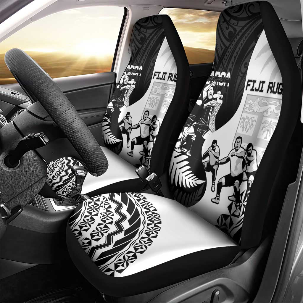 New Zealand And Fiji Tapa Rugby Car Seat Cover Haka Dance Mix Cibi Dance Together - Vibe Hoodie Shop